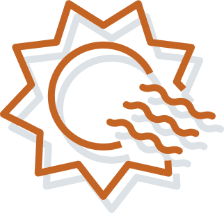 sun with radiant waves icon